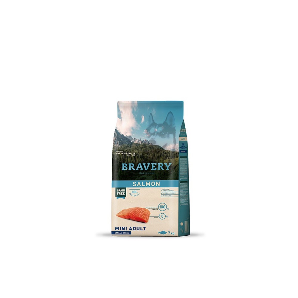 BRAVERY GRAIN FREE SALMÓN RAZAS MINI ADULT  7KG