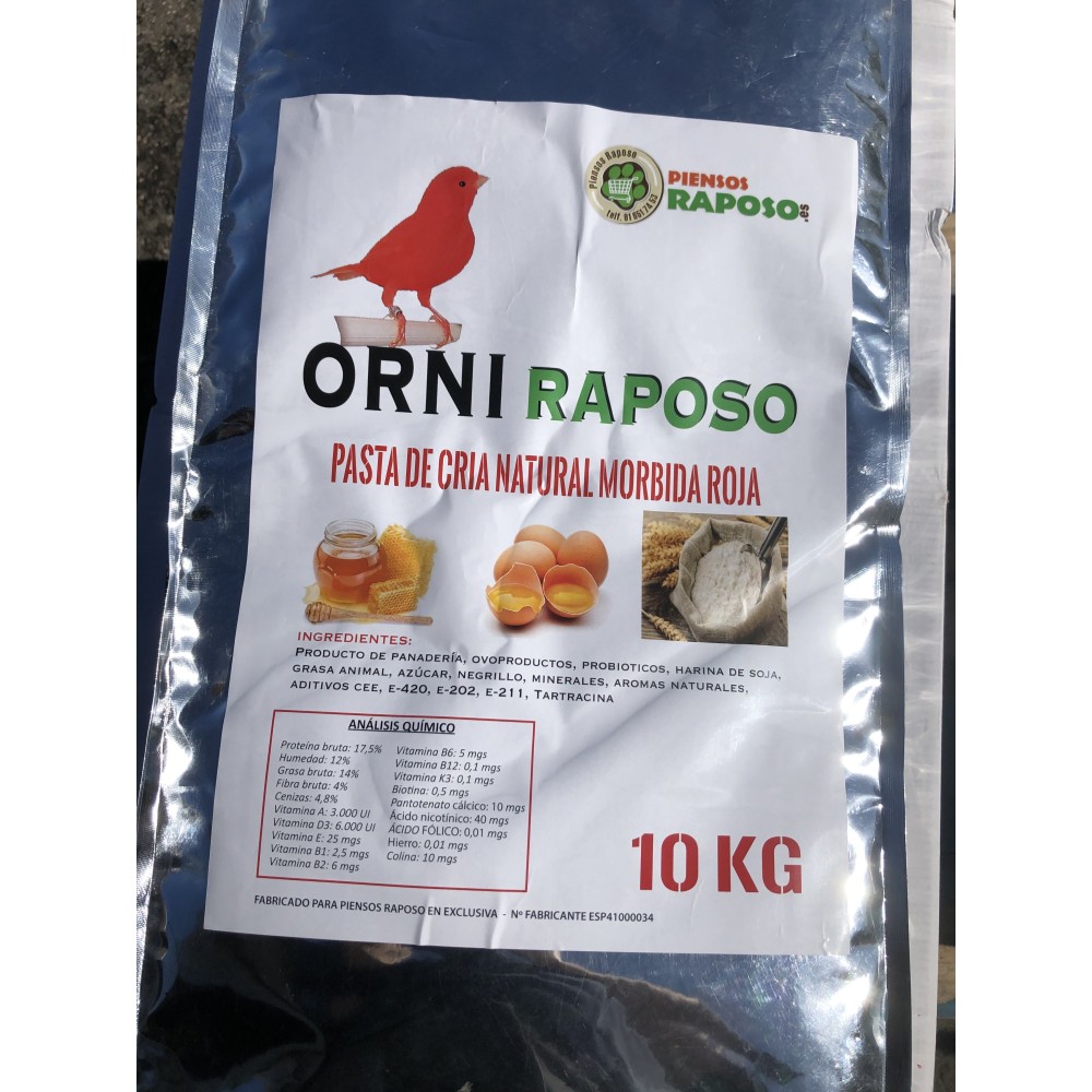 PASTA DE CRIA ORNI RAPOSO ROJA MORBIDA 10kg