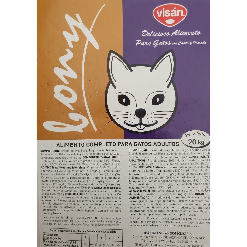 Visan bony alimento gatos 20kg