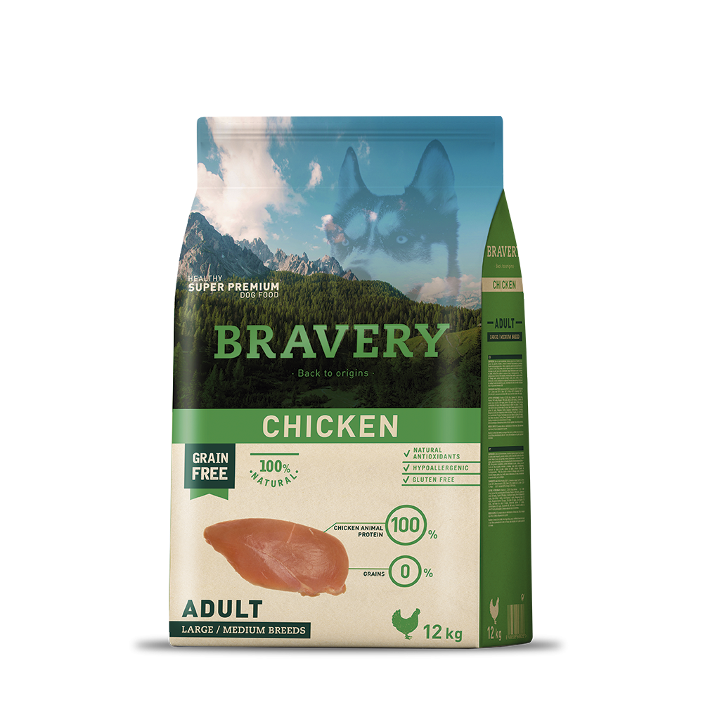 BRAVERY GRAIN FREE POLLO ADULTO    MEIUM & MAXI