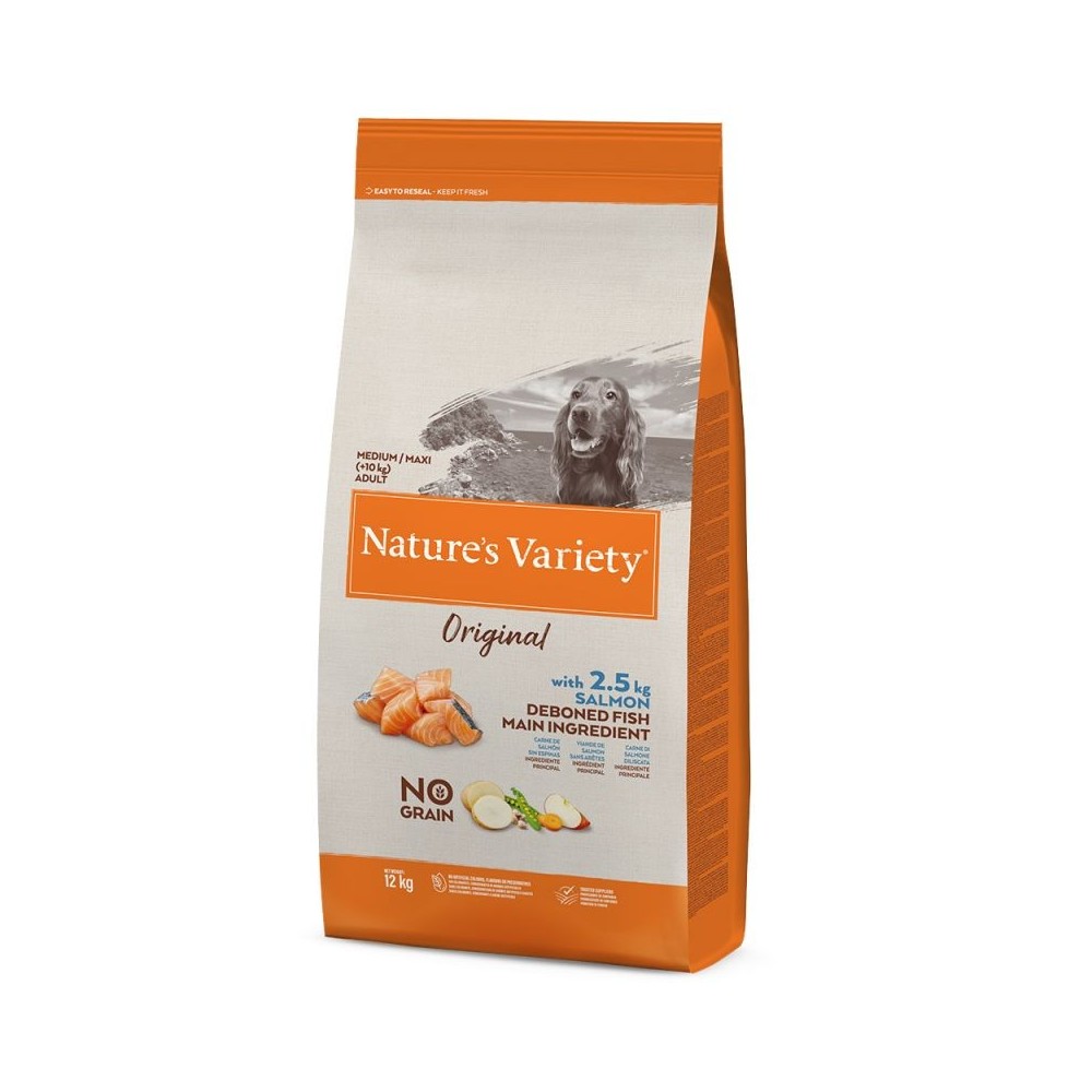 Nature's Variety Original No Grain Medium Adult salmón sin espinas 12 KG