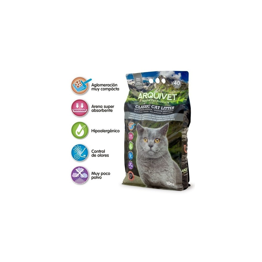 ARQUIVET Classic Cat Litter Sodium Bentonite Arena aglomerante para gatos  10 kg