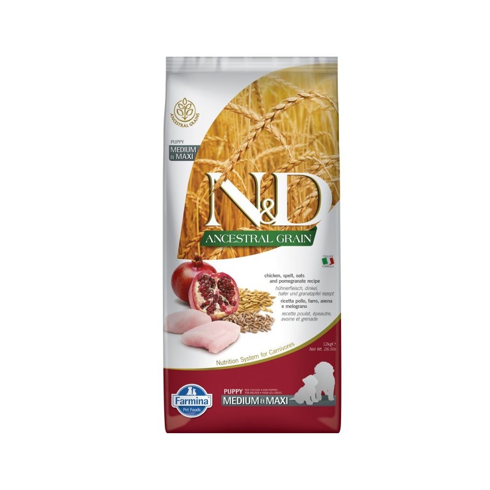 Farmina N&D Ancestral Grain Puppy Medium & Maxi con pollo y granada