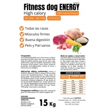 FITNESS DOG  ENERGY   (HIGH  CALORI)  15 KG (3770 KCAL) 20% CARNE FRESCA