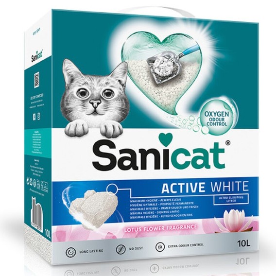 Sanicat Active White Lotus Flower arena aglomerante para gatos 10 L