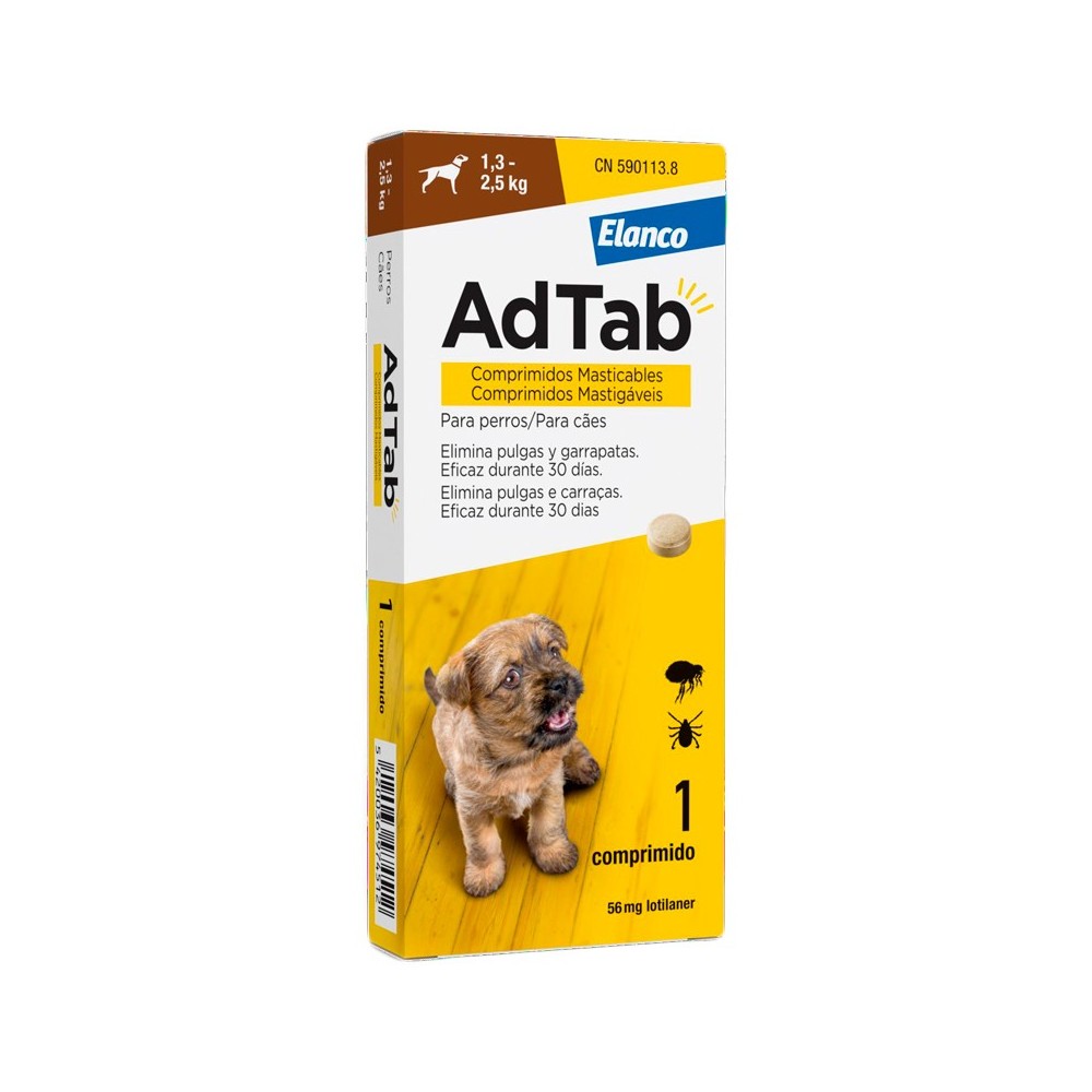 AdTab Comprimidos Masticables Antiparasitarios Para Perros 1,3-2,5Kg