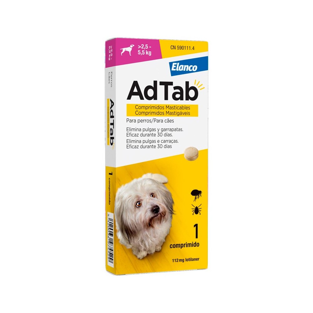 AdTab Comprimidos Masticables Antiparasitarios Para Perros 2,5-5,5Kg