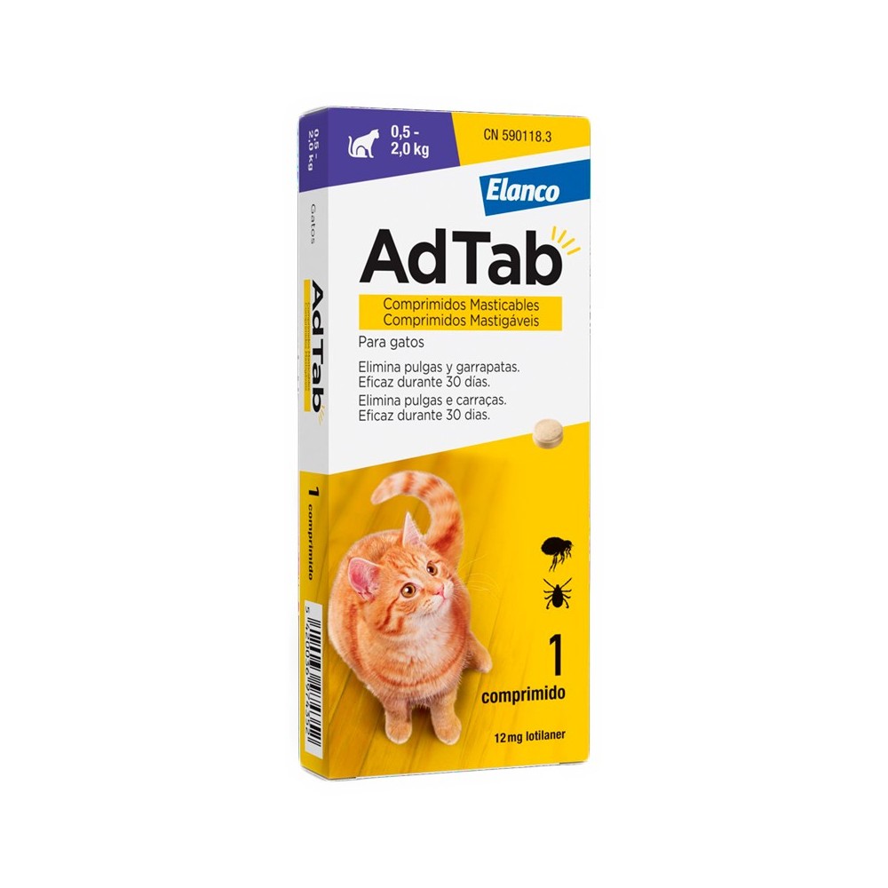 AdTab Comprimidos Masticables Antiparasitarios Para Gatos 0,5-2Kg