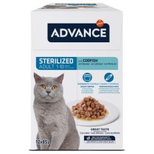 ADVANCE ADULT ESTERILIZADO (1-10 AÑOS) SABOR A BACALAO 12X85G