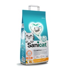 SANICAT CLUMPING WHITE DUO ARENA AGLOMERANTE 10 L PARA GATOS  aroma vainilla y mandarina
