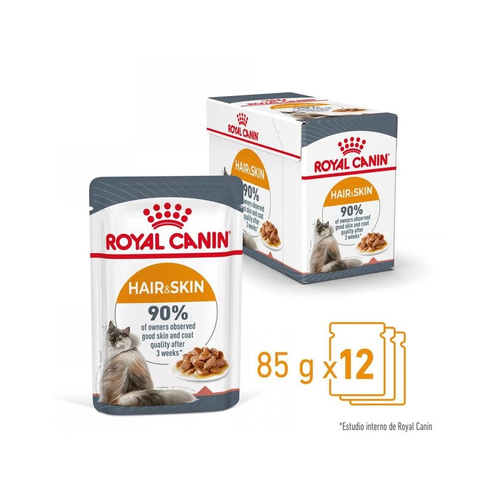 ROYAL CANIN HAIR AND SKIN EN SALSA PARA GATOS 12 SOBRES.