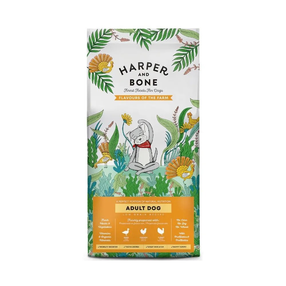 Harper and Bone Adult Med/Large Flavours Farm Pienso para Perros