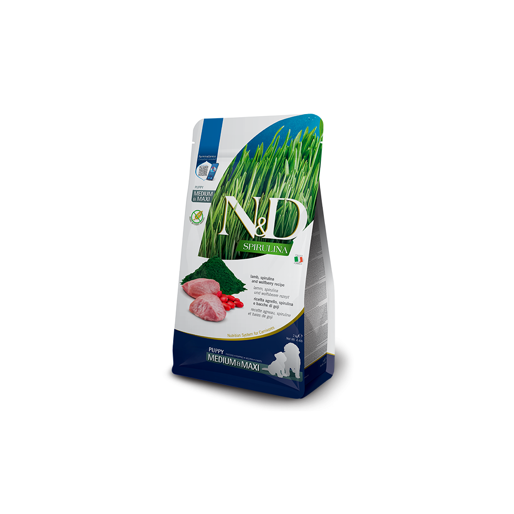 Farmina N&D Dog Puppy Spirulina Medium Maxi Cordero