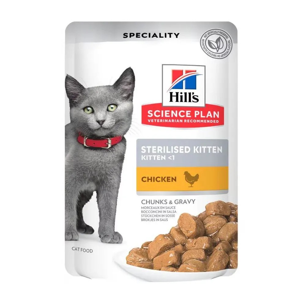 Hill´s Science Plan Gato Sterilised Kitten con Pollo Salsa Sobres 85 gr