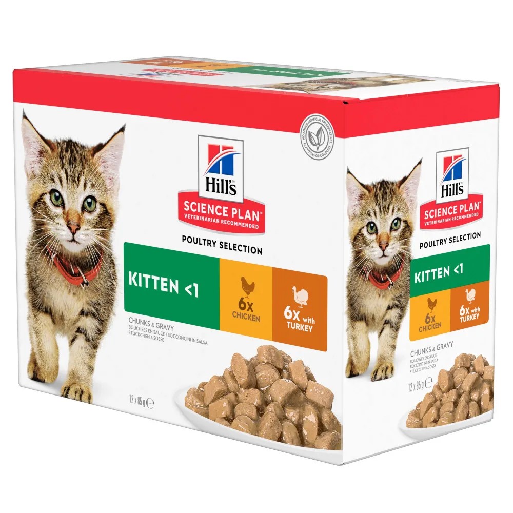 Hill's Science Plan Kitten Multipack Pollo y Pavo Sobres en Salsa Gatos