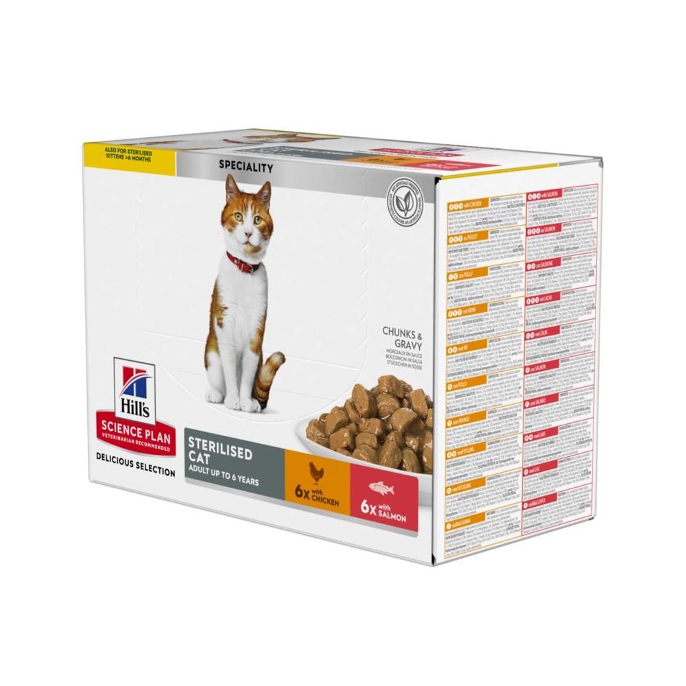 Hill's Science Plan Adult Sterilised comida húmeda para gatos pollo y salmón