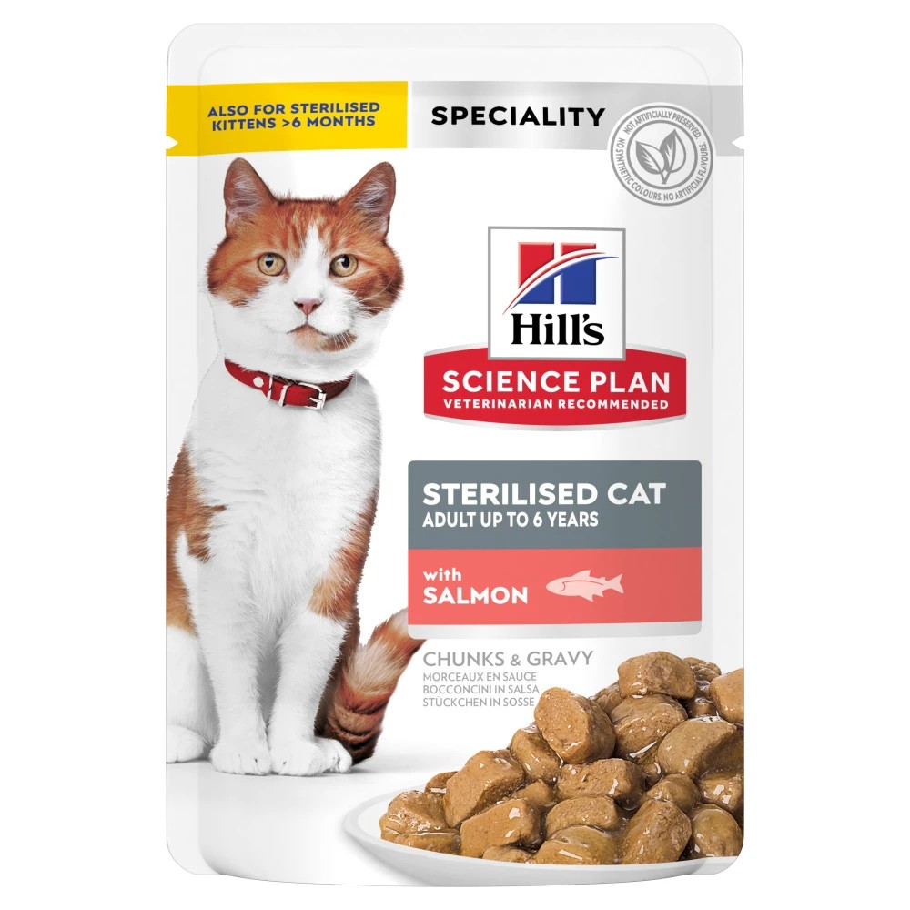Hill´s Science Plan Gato Sterilised Young Adult con Salmón Salsa Sobres 85 gr