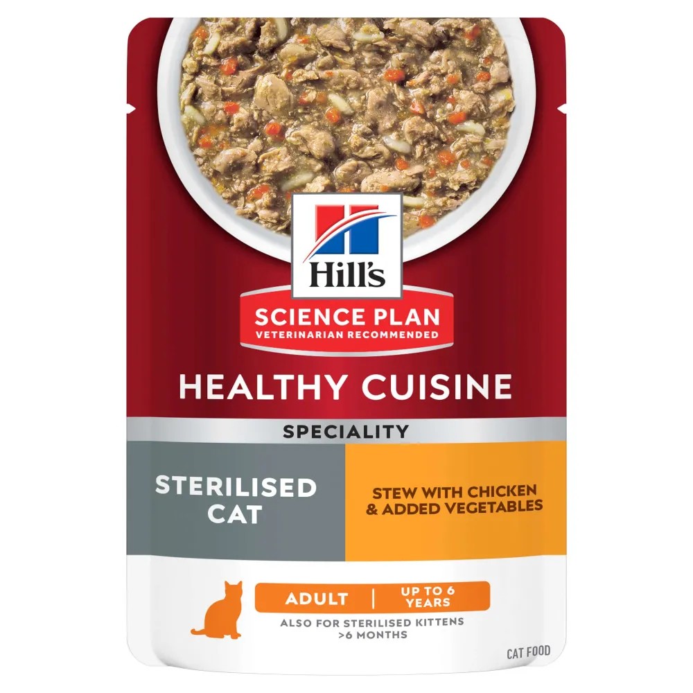 Hill´s Science Plan Healthy Cuisine Gato Sterilised Adult Estofado Pollo y Verduras Sobres 80 gr