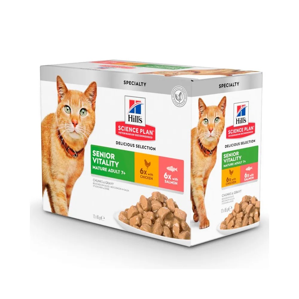 Hill´s Science Plan Gato Senior Vitality 7+ Pack Pollo y Salmón Salsa Sobres