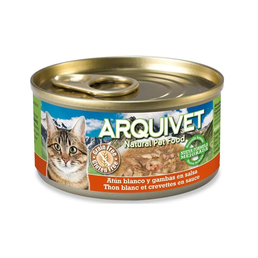 Arquivet Gato Atún Blanco y Gambas en Salsa Lata 80 GR
