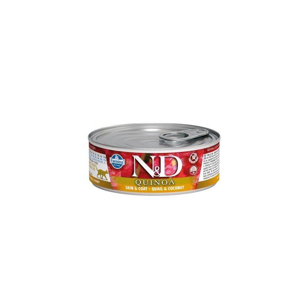 Farmina ND Quinoa Skin Coat Codorniz Gato Latas 80 gr