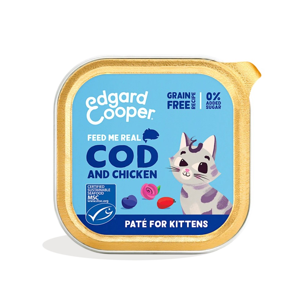 Edgard & Cooper Kitten Bacalao y Pollo de Corral Paté Gatos 85 gr