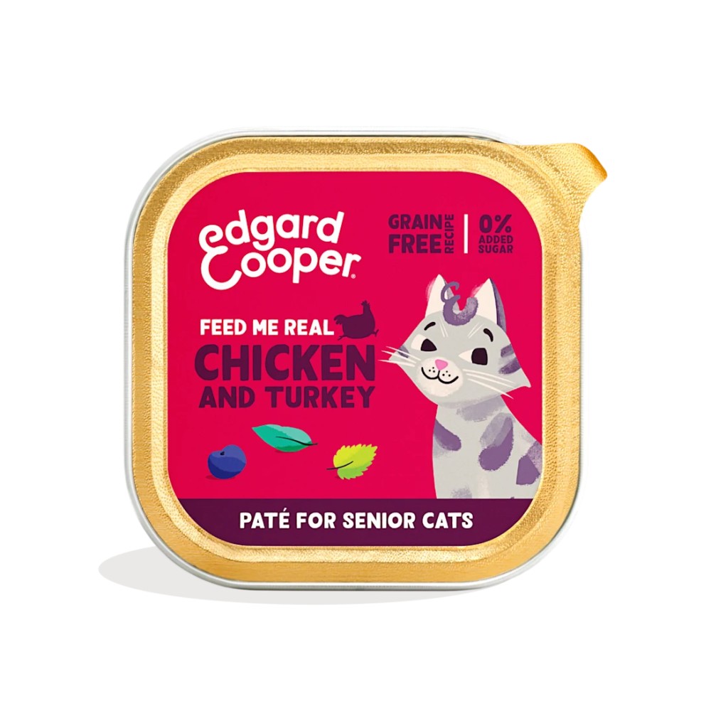 Edgard & Cooper Senior Pollo y Pavo de Corral con Arándanos Paté Gatos 85 gr