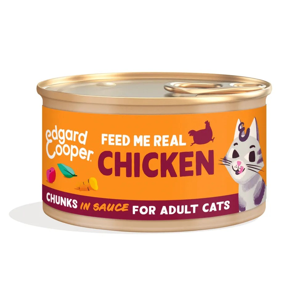 Edgard & Cooper Adult Trocitos de Pollo de Corral en Salsa Lata Gatos 85 gr
