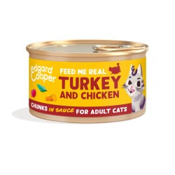 Edgard & Cooper Adult Trocitos de Pavo y Pollo de Corral en Salsa Lata Gatos 85 gr
