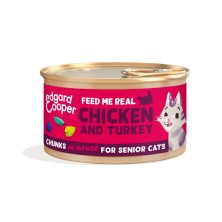 Edgard & Cooper Senior Trocitos de Pollo y Pavo de Corral en Salsa Lata Gatos 85 gr