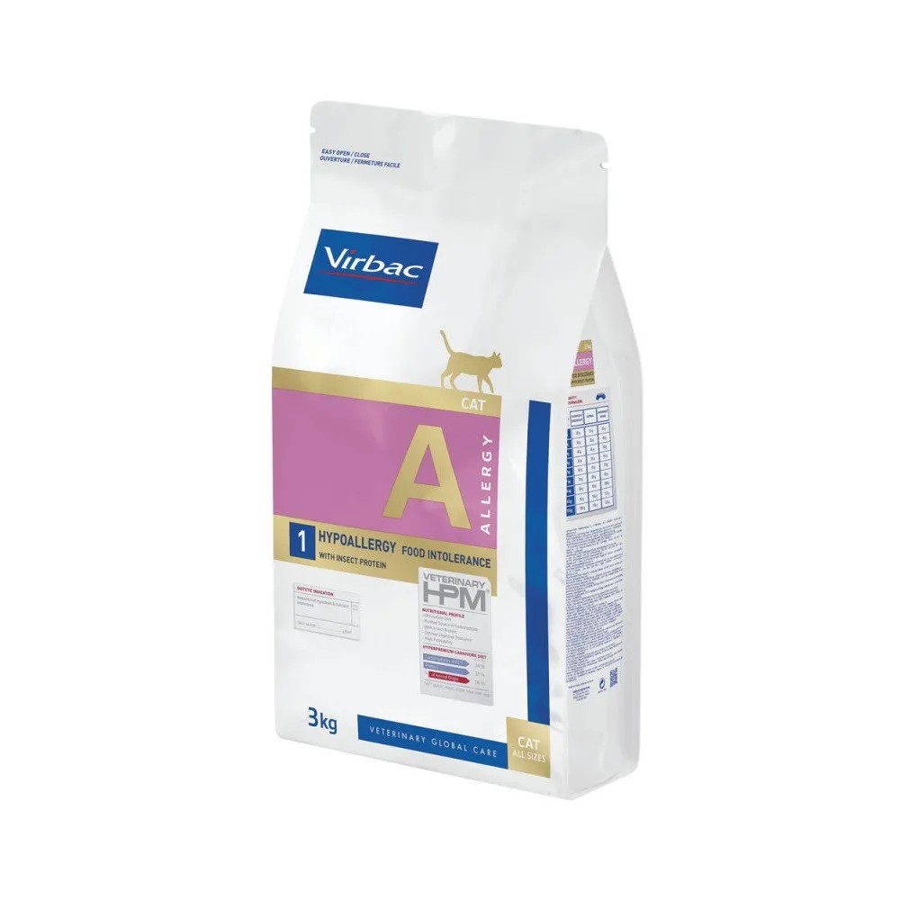 Virbac HPM A1 Allergy Hypoallergenic con Proteína de Insecto para Gatos