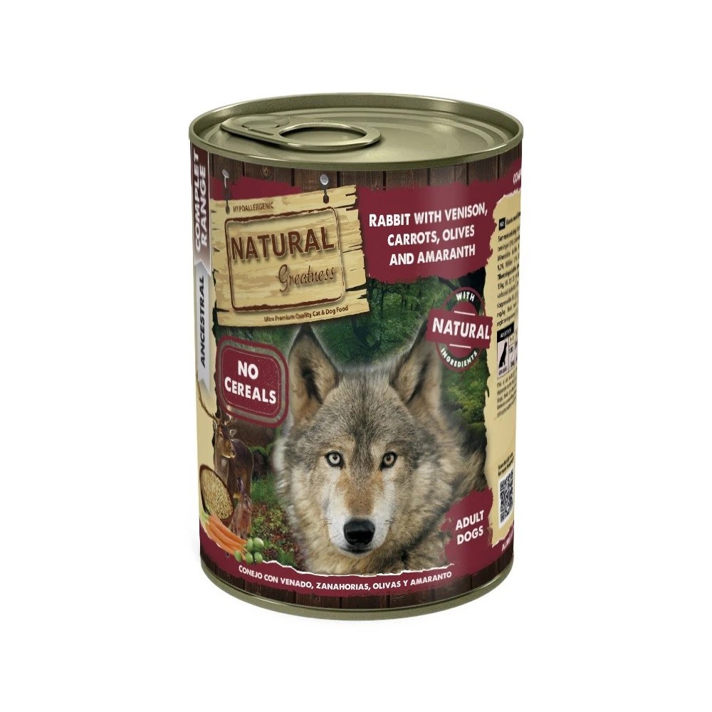 Natural Greatness Conejo con Venado, Zanahorias, Aceitunas y Amaranto 400 gr
