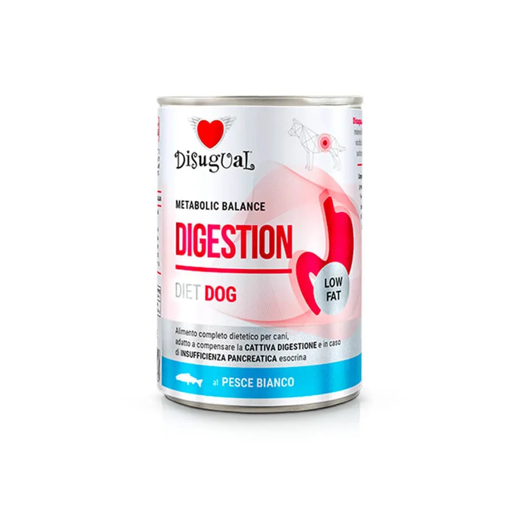 Disugual Diet Digestion Low Fat Pescado Blanco Lata para Perros 400 GR