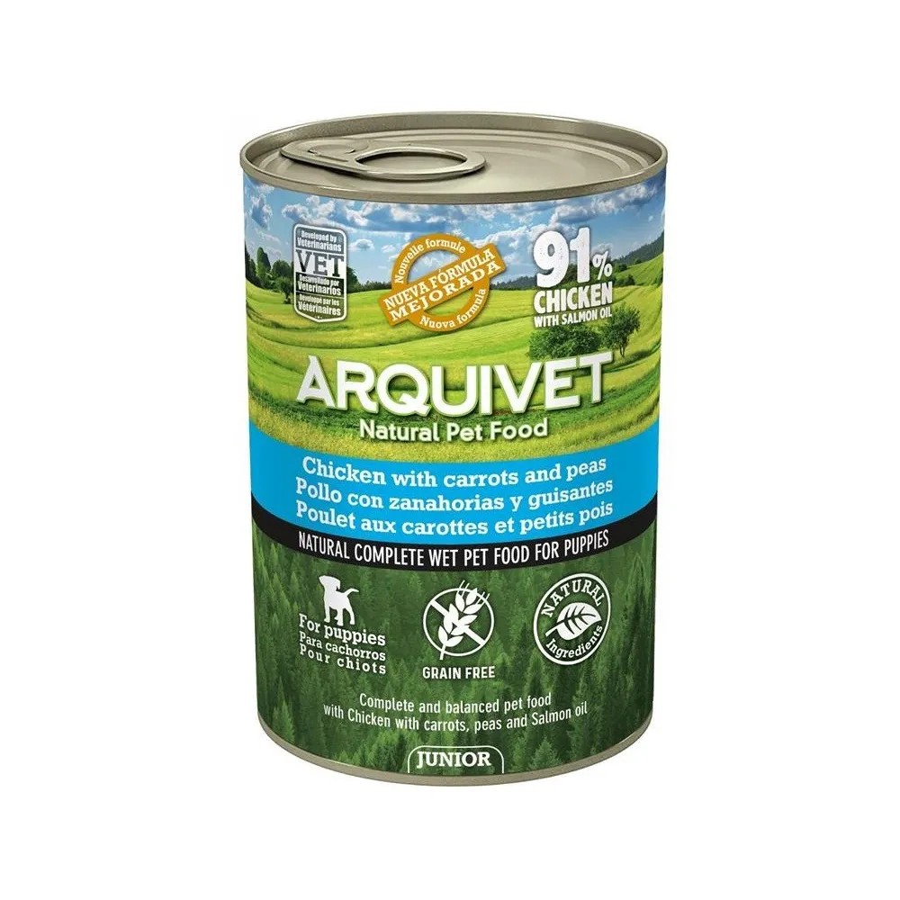 Arquivet Junior Pollo con Zanahorias y Guisantes Perro Latas 400 gr