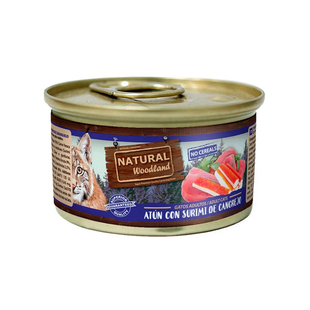 Natural Woodland Atún con Surimi de Cangrejo Gatos Latas 85 gr