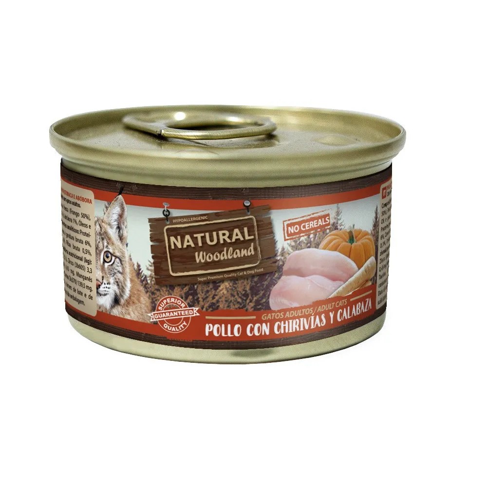 Natural Woodland Pollo con Chirivías y Calabaza Gatos Latas 85 gr