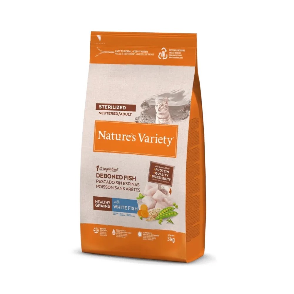 Nature`s Variety Healthy Grain Adult Sterilized Pescado Blanco para Gatos