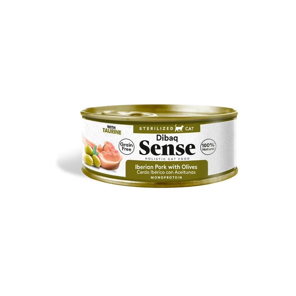 Dibaq Sense Gato Adult Grain Free Sterilized Cerdo Ibérico con Aceitunas Latas 70 GR