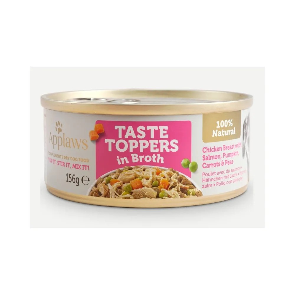 Applaws Lata Topper Perros Pollo, Salmón y Verduras en Caldo 156 GR