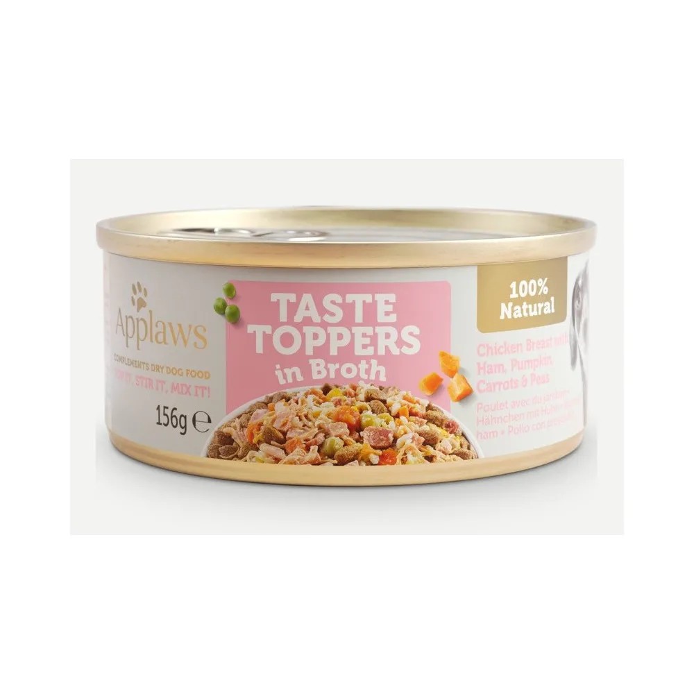 Applaws Lata Topper Perros Pollo, Jamón y Verduras en Caldo 156 GR