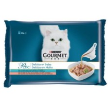 PURINA® GOURMET® Perle Delicias en Salsa con Salmón y Atún 4x85g