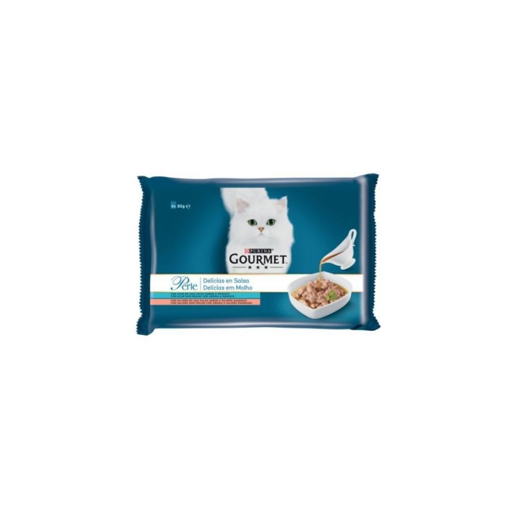 PURINA® GOURMET® Perle Delicias en Salsa con Salmón y Atún 4x85g