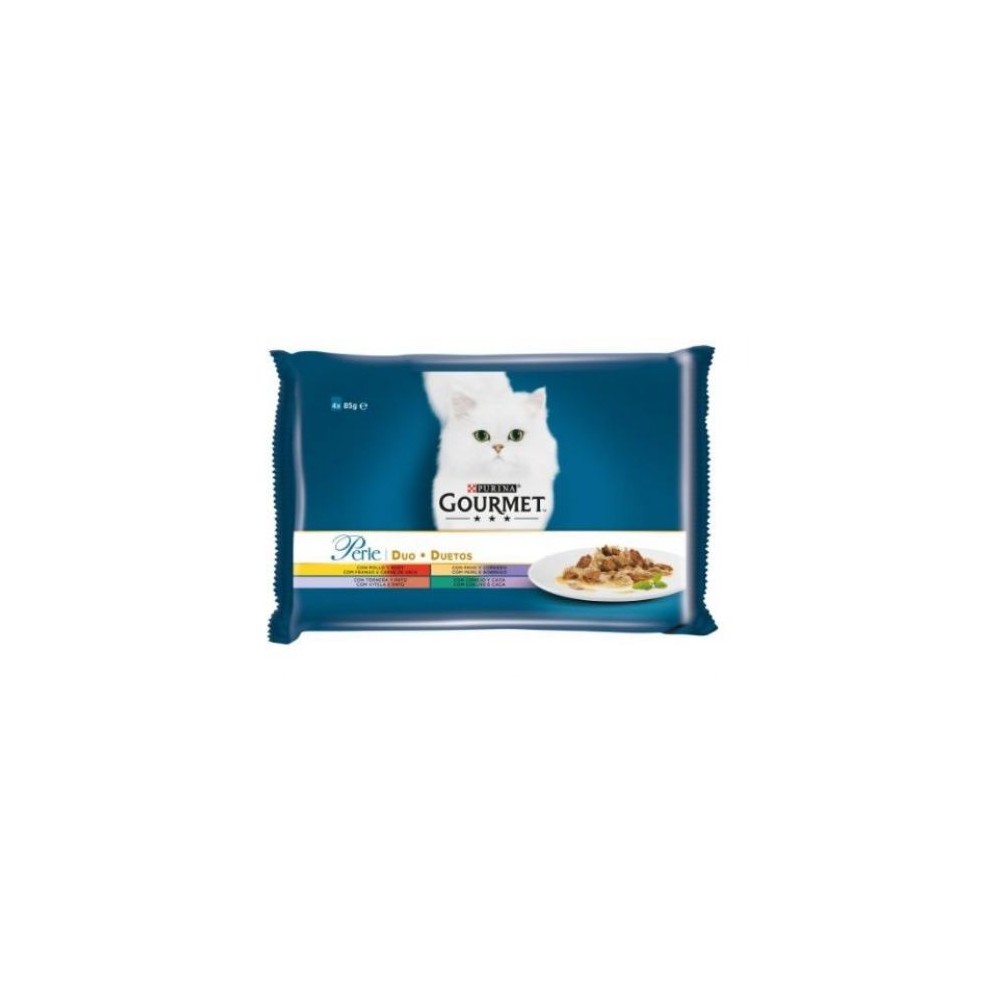PURINA® GOURMET® Perle Finas Láminas DUO con Carnes Delicadas 4x85g