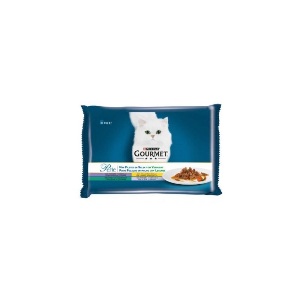 PURINA® GOURMET® Perle Finas Láminas con Verduras 4x85g