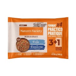 Nature`s Variety Pack Adult Bocaditos de Bacalao y Pescado en Salsa Sobres para Gatos 4X85 GR