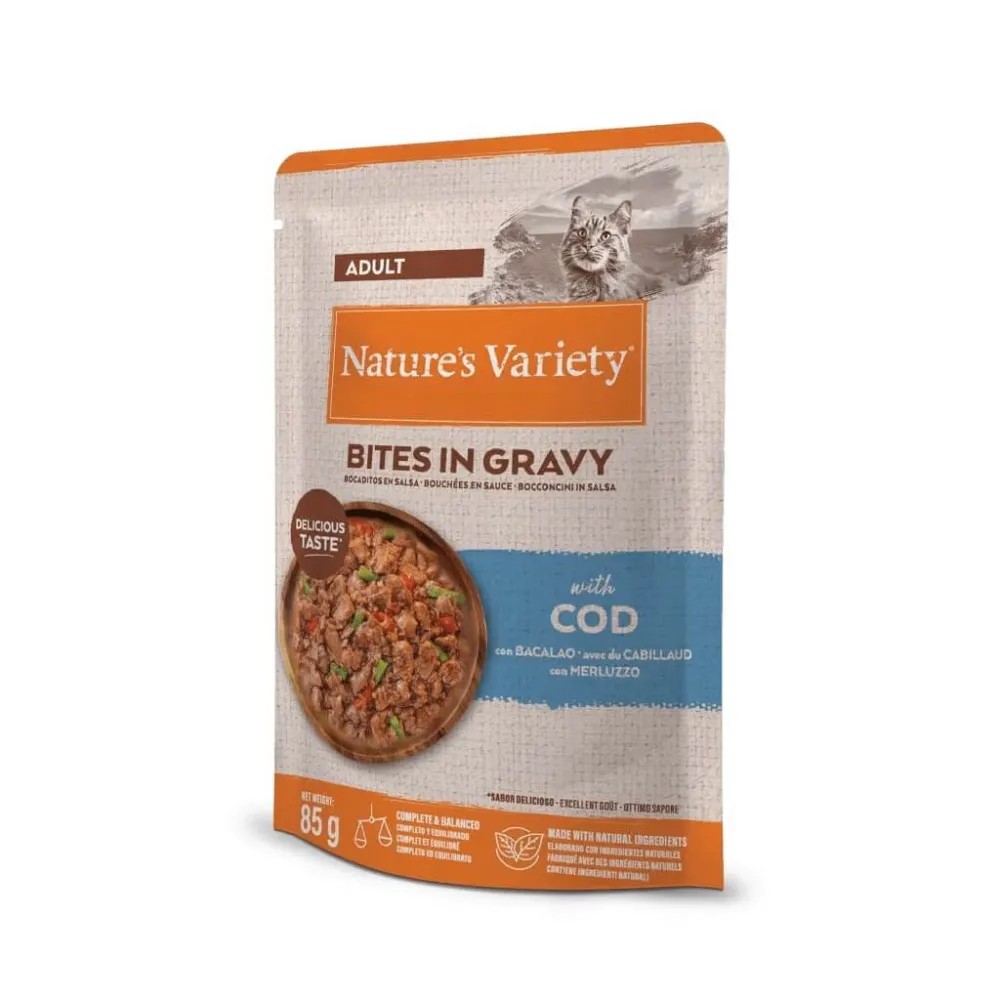 Nature`s Variety Adult Bocaditos de Bacalao en Salsa Sobres para Gatos 85 GR