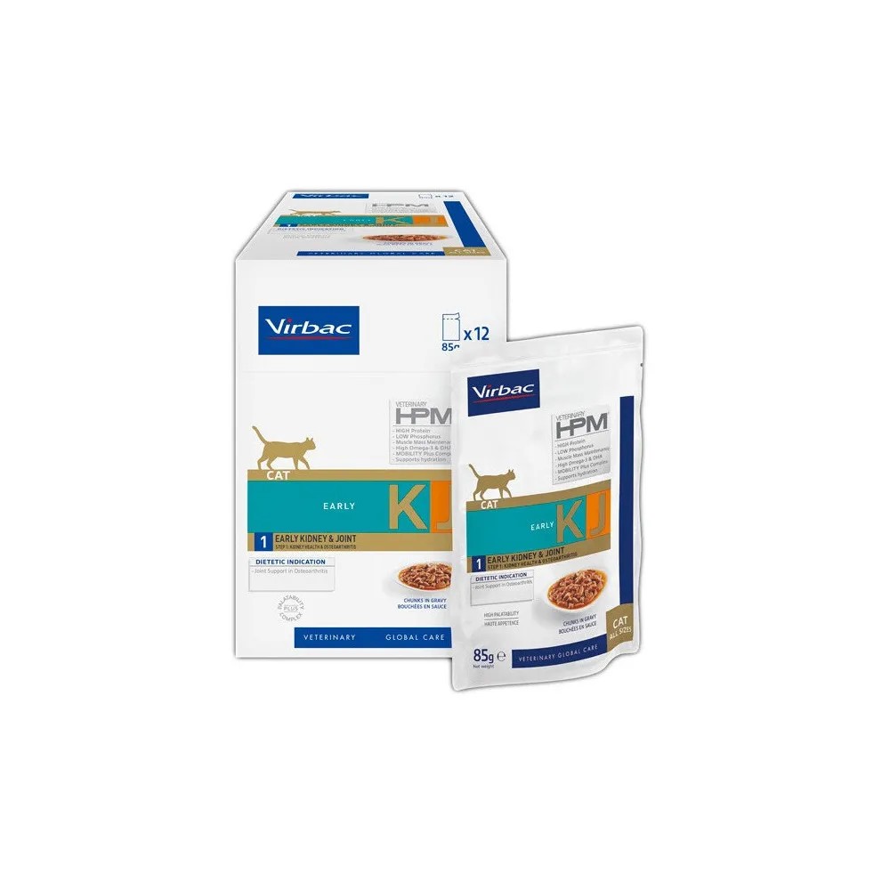 Virbac HPM KJ1 Early Kidney & Joint para Gatos Sobres 85 GR