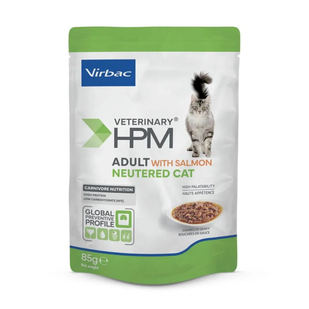 Virbac HPM Adult Neutered Salmón para Gatos Sobres 85 GR