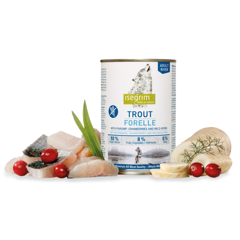 ISEGRIM Adult River Trucha + Chirivía, Arándanos Y Hierbas Silvestres 400g