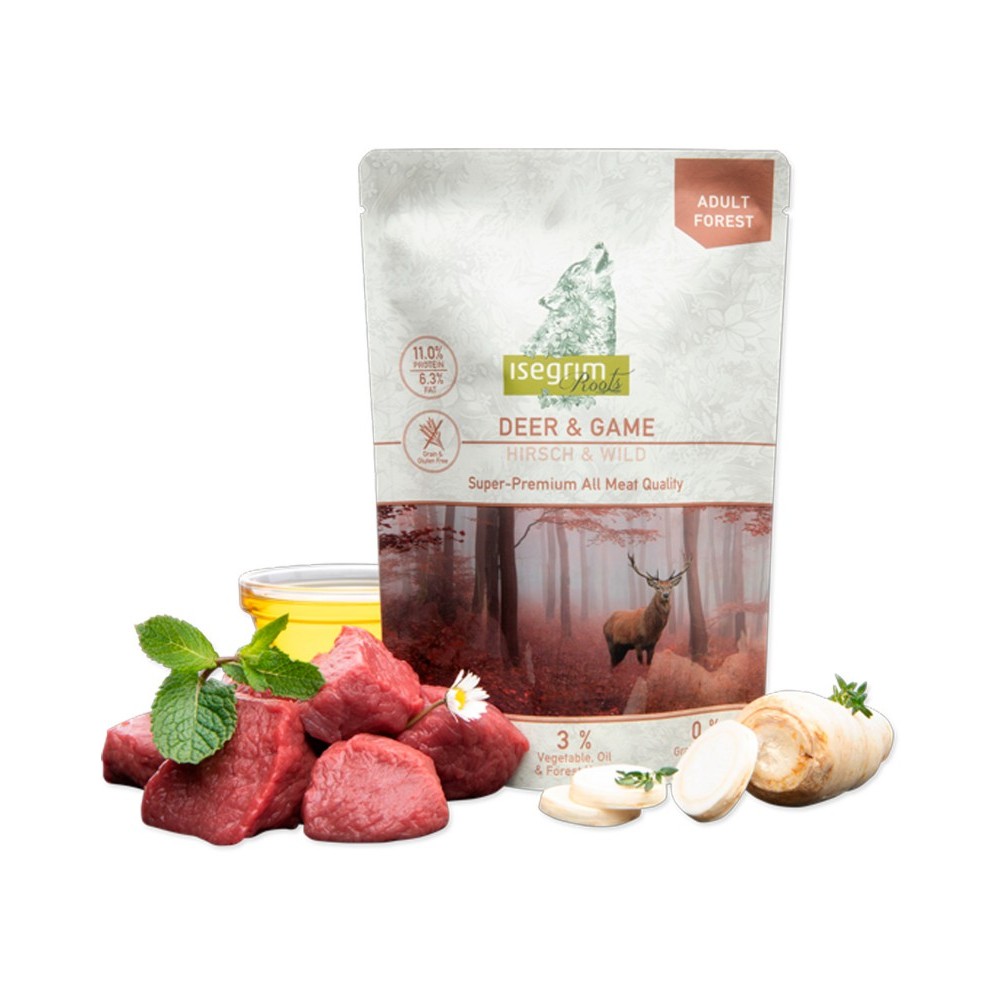 Isegrim  FOREST CIERVO + GAMO CON RAÍZ DE PEREJIL, ACEITE DE CÁRTAMO Y HIERBAS DEL BOSQUE 410 GR